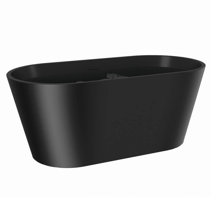 AKDY 66.9 in. Fiberglass Flatbottom Freestanding Bathtub, Solid Matte Black Inside and Outside