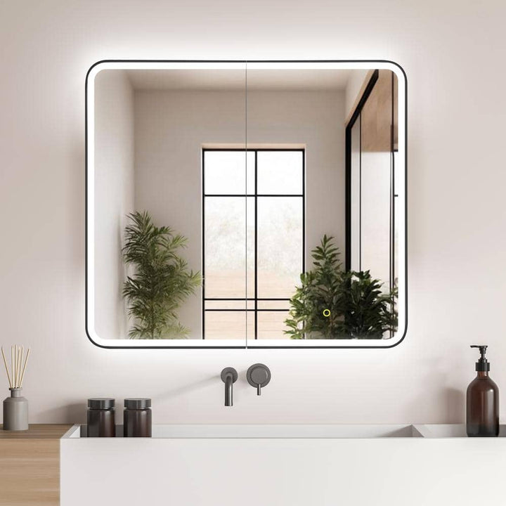 Altair Ostaria 36 in. W x 32 in. H Rectangular Aluminum Medicine Cabinet with Mirror