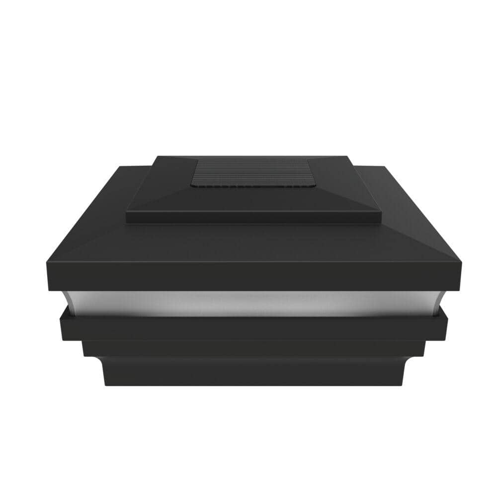 Barrette Outdoor Living 4.25 in. x 4.25 in. Matte Black Aluminum Rail Solar LED Post Cap
