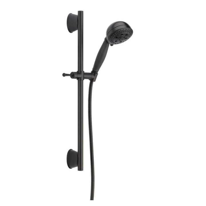 Delta 5-Spray 4.13 in. Wall-Mount Handheld Shower Head with Slide Bar & H2Okinetic Technology, Matte Black