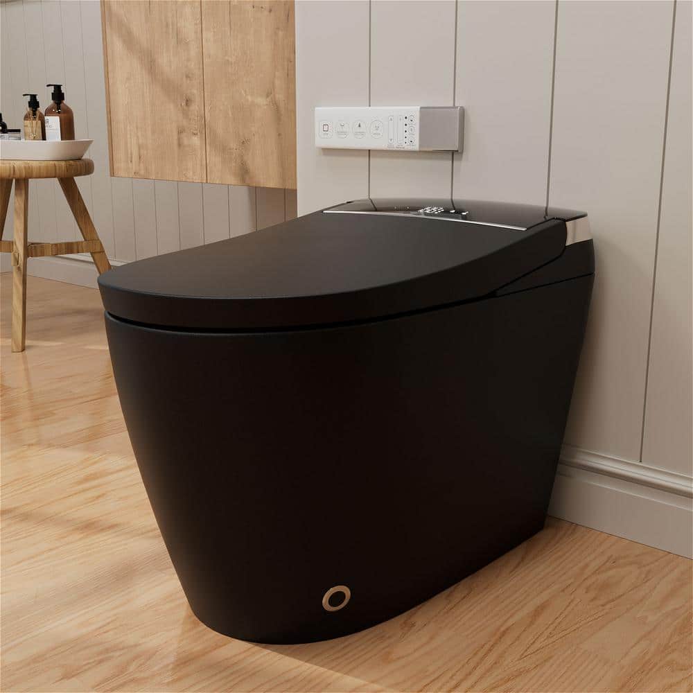 GIVING TREE Smart Toilet Bidet GTAD1105MB - 1.28 GPF Elongated with Auto Flush, Heated Seat, Matte Black