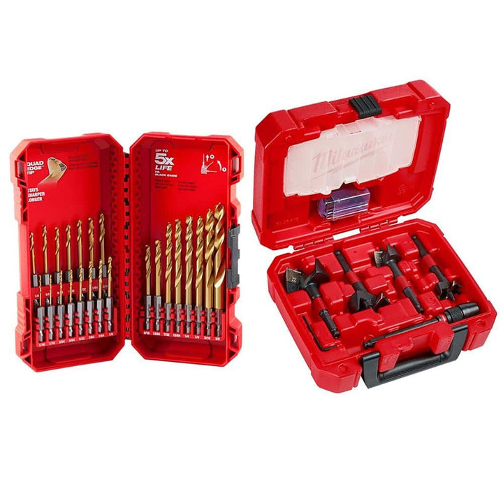 Milwaukee SHOCKWAVE 1/2 in. Drive Metric 6-Point Impact Socket Set with RED HELIX Titanium Drill Bit Set (52-Piece)