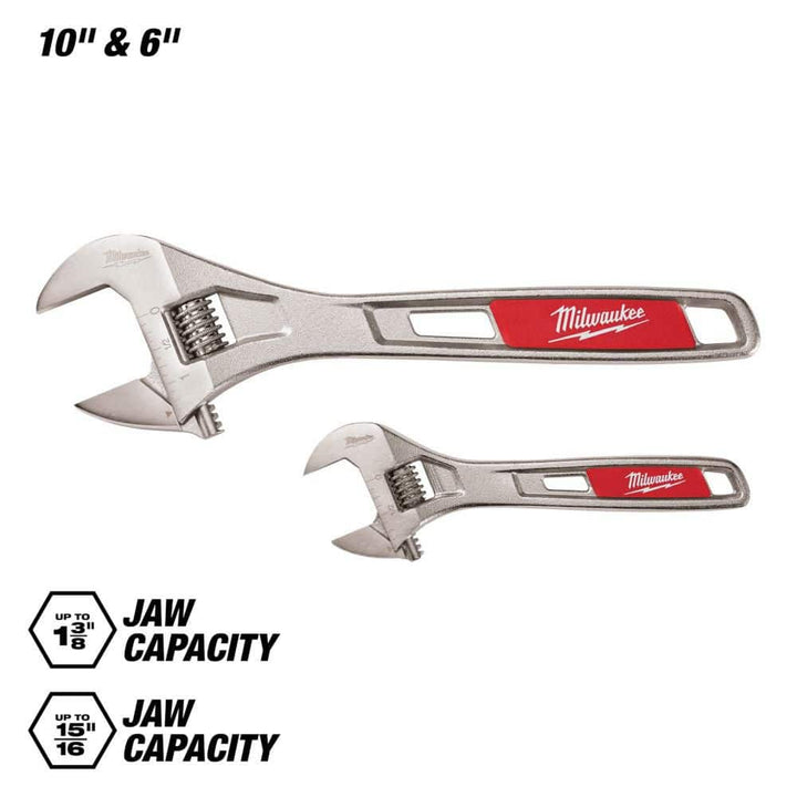 Milwaukee 48-22-7400 Adjustable Wrench Set, 6 in. & 10 in. (2-Pack)