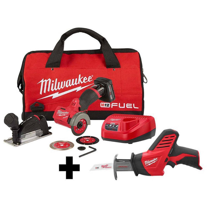 Milwaukee M12 FUEL 12‑Volt 3 in. Brushless Cordless Compact Cut Off Tool Kit with M12 HACKZALL Reciprocating Saw