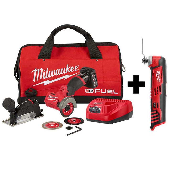 Milwaukee M12 FUEL 12V 3 in. Brushless Cordless Cut-Off Saw Kit with M12 Oscillating Multi-Tool (2522-21XC + 2426-20)