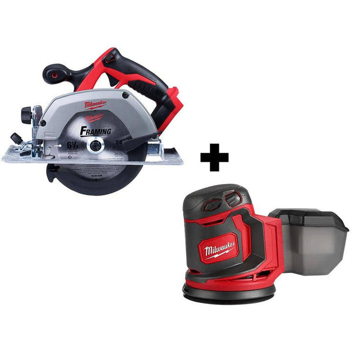 Milwaukee M18 18-Volt Lithium-Ion Cordless 6-1/2 in. Circular Saw with M18 5 in. Random Orbit Sander