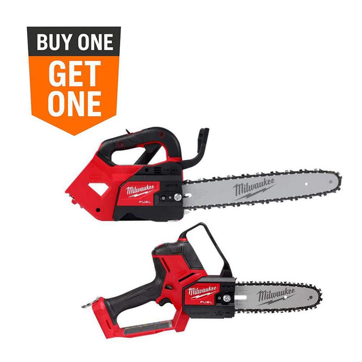 Milwaukee M18 FUEL 14 in. Top Handle 18V Lithium‑Ion Brushless Cordless Chainsaw & M18 FUEL 8 in. HATCHET Pruning Saw, Tool‑Only Combo (2826-20T/3004-20)