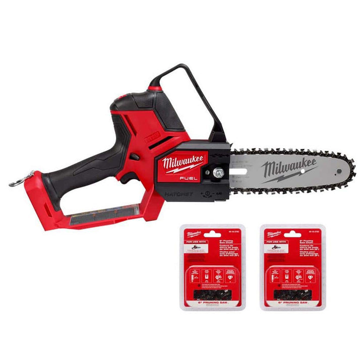 Milwaukee M18 FUEL 8 in. 18V Lithium-Ion Brushless Cordless HATCHET Pruning Chainsaw (Tool-Only) with Two 8 in. Saw Chains