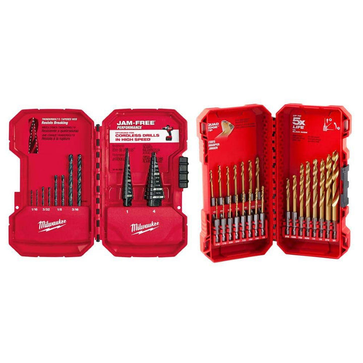 Milwaukee Black Oxide Step Drill Bit Set with Titanium Drill Bit Set (33-Piece)