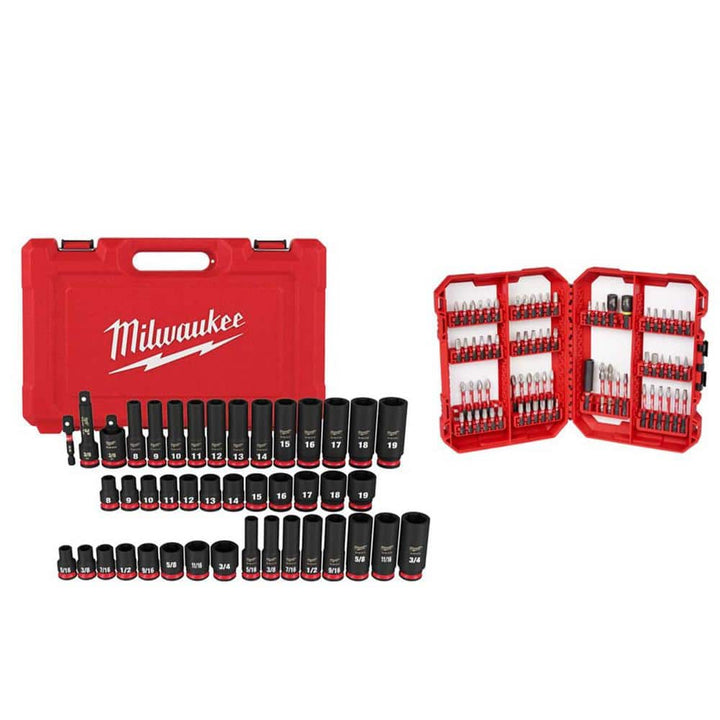 Milwaukee Shockwave 3/8 in. Drive SAE & Metric 6-Point Impact Socket Set + Impact Duty Driver Bit Set (117-Piece)