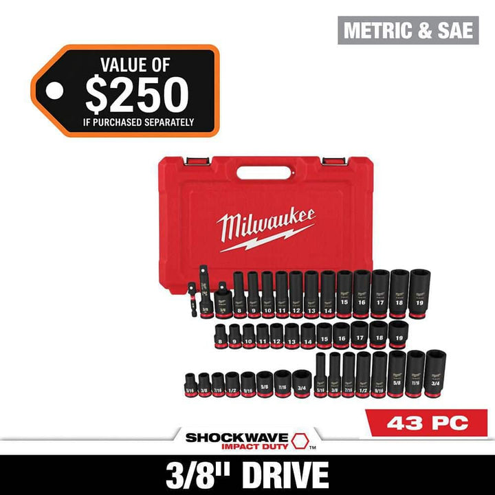 Milwaukee SHOCKWAVE Impact Duty Alloy Steel Screwdriver Bit Set + 3/8 in. Drive Impact Socket Set (113-Piece)