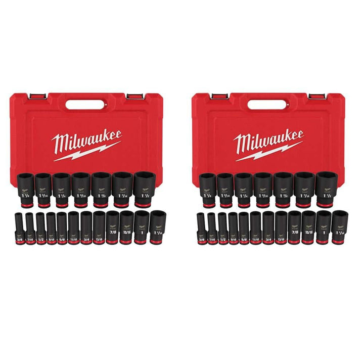 Milwaukee SHOCKWAVE 1/2 in. Drive SAE 6-Point Deep Impact Socket Set, 38-Piece
