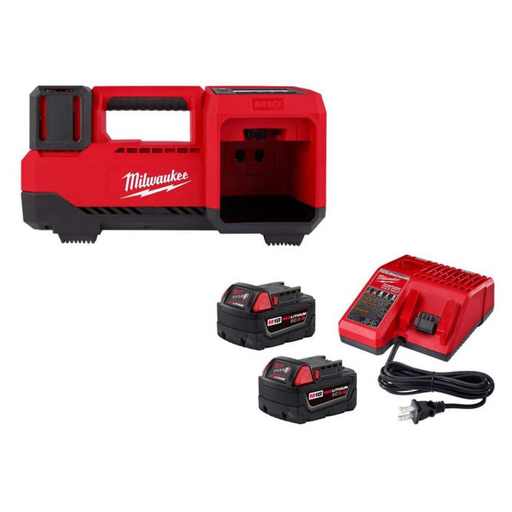 Milwaukee M18 18-Volt Lithium-Ion Cordless Inflator Kit with Two 5.0Ah Batteries and Charger, 150 PSI, 36 in. Hose