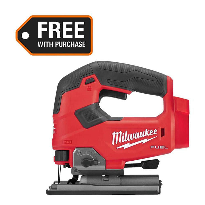 Milwaukee M18 FUEL 18V Lithium-Ion Brushless Cordless Jig Saw, D-Handle (Tool-Only) w/ High Output 6.0Ah & (2) 5.0Ah M18 Batteries