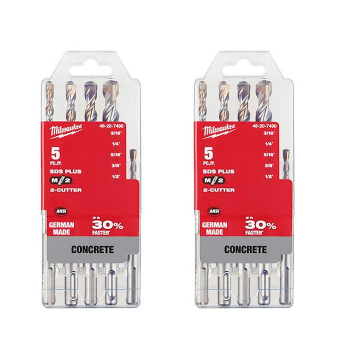 Milwaukee 2-Cutter SDS-Plus Carbide Hammer Drill Bit Set, M/2, 10-Piece