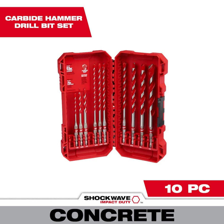 Milwaukee Diamond MAX Hole Saw Set + SHOCKWAVE Carbide Hammer Drill Bit Kit (16-Piece)