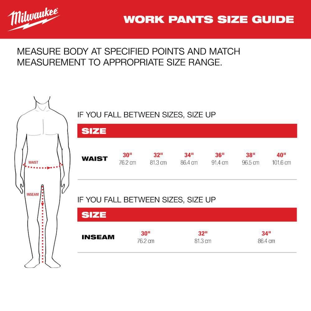 Milwaukee Men's Black FREEFLEX Tech Work Pants with 7 Pockets, 38x32