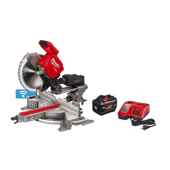 Milwaukee M18 FUEL 18V Brushless Cordless 12 in. Dual Bevel Sliding Compound Miter Saw Kit with ONE-KEY and 12.0Ah Battery