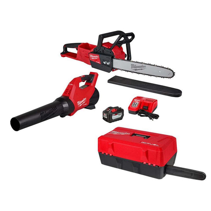 Milwaukee M18 FUEL 16 in. 18-Volt Brushless Cordless Electric Chainsaw withM18 Blower 12.0 Ah and Carrying Case Combo Kit (2-Tool)