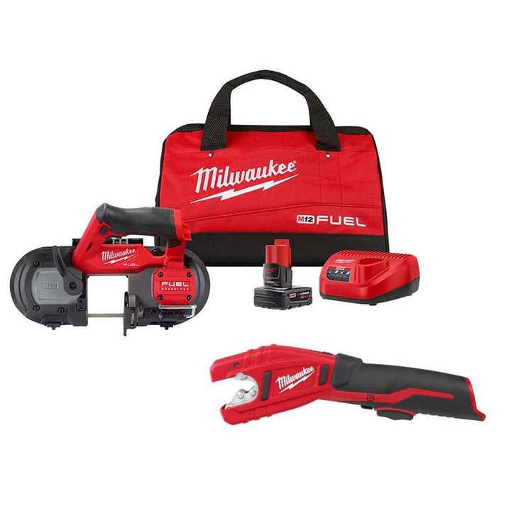 Milwaukee M12 12-Volt Lithium-Ion Cordless Sub-Compact Band Saw & Copper Tubing Cutter Combo Kit with (1) 2.0Ah Battery and Charger