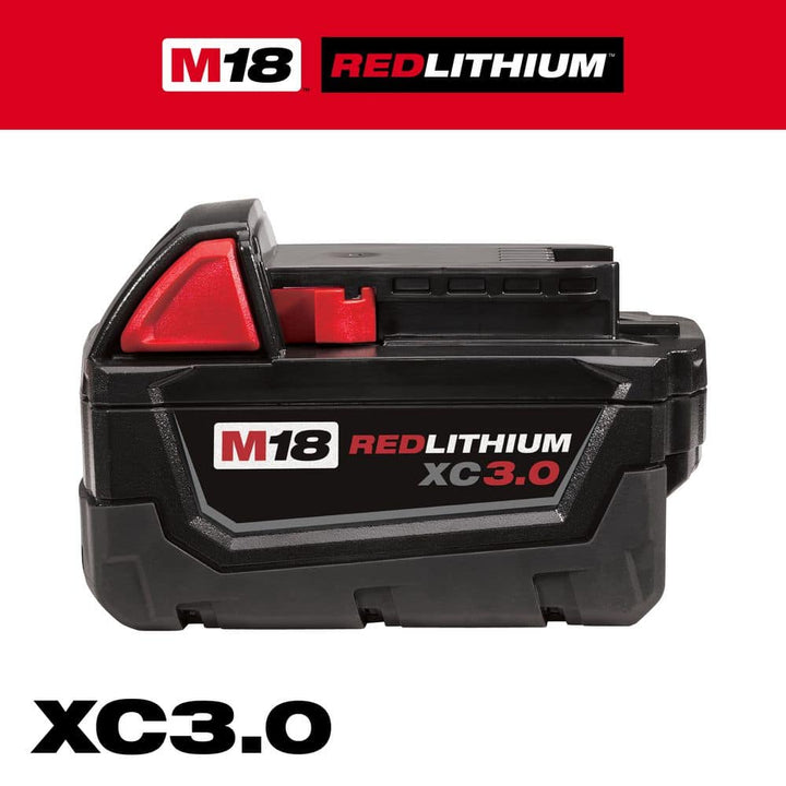 Milwaukee M18 18-Volt REDLITHIUM XC3.0 Battery Pack, 3.0Ah (2-Pack)