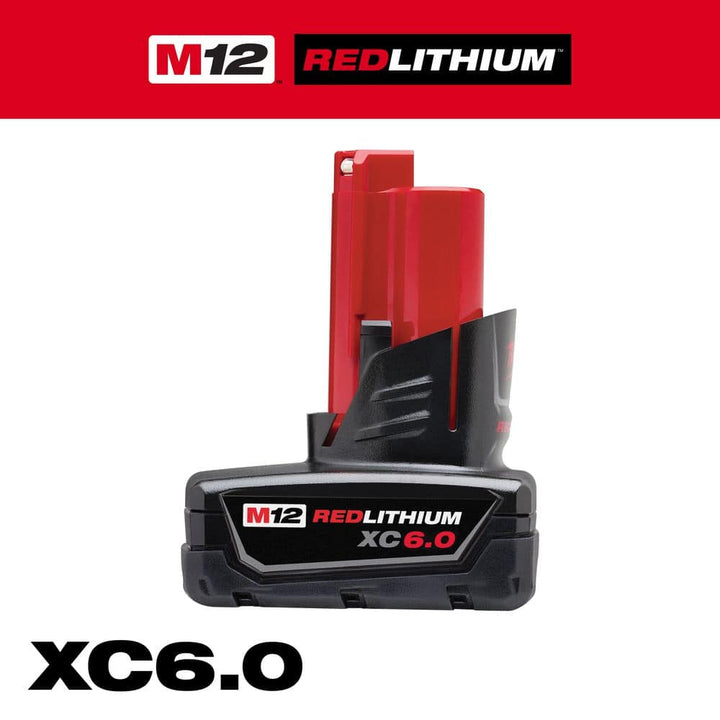 Milwaukee M12 12-Volt REDLITHIUM XC6.0 Extended Capacity Battery Pack, 6.0Ah