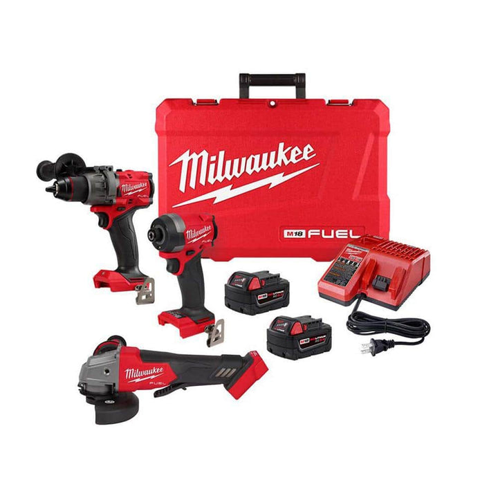 Milwaukee M18 FUEL 18-Volt Lithium-Ion Brushless Cordless 2-Tool Combo Kit with 2 Batteries, Charger & 4-1/2 in./5 in. Grinder (Model 3697-22-2880-20)