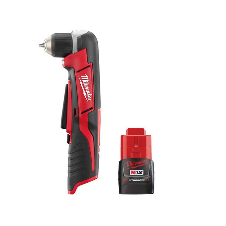 Milwaukee M12 12-Volt Lithium-Ion Cordless 3/8 in. Right Angle Drill with M12 2.0Ah Battery, 800 RPM