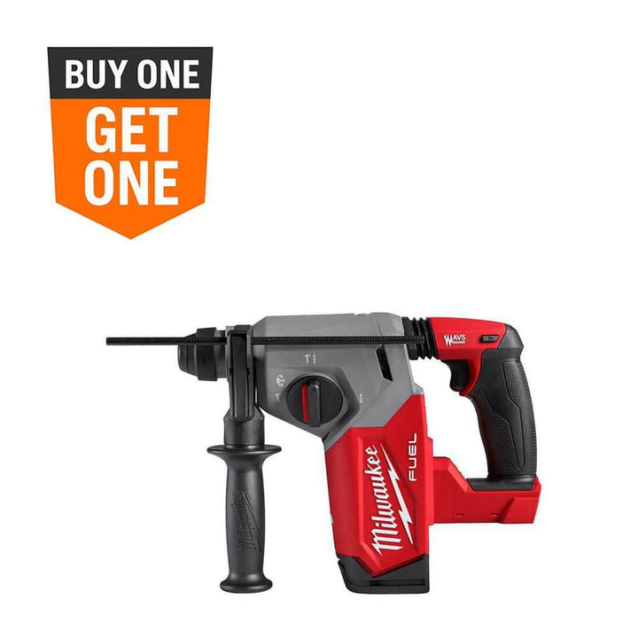 Milwaukee M18 FUEL 18V Lithium-Ion Brushless Cordless 1 in. SDS-Plus Rotary Hammer with 10 in. Bull Point & Steel Flat Chisel