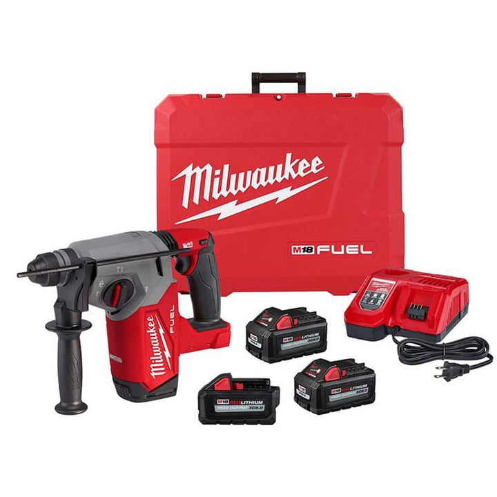 Milwaukee M18 FUEL 18V Lithium‑Ion Brushless 1 in. Cordless SDS‑Plus Rotary Hammer & Dust Extractor Kit (2) 6.0Ah Batteries