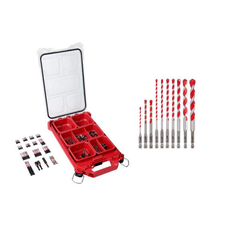 Milwaukee SHOCKWAVE Impact Duty Alloy Steel Driver Bit Set with PACKOUT Case w/ Carbide Hammer Drill Bit Set (110-Piece)