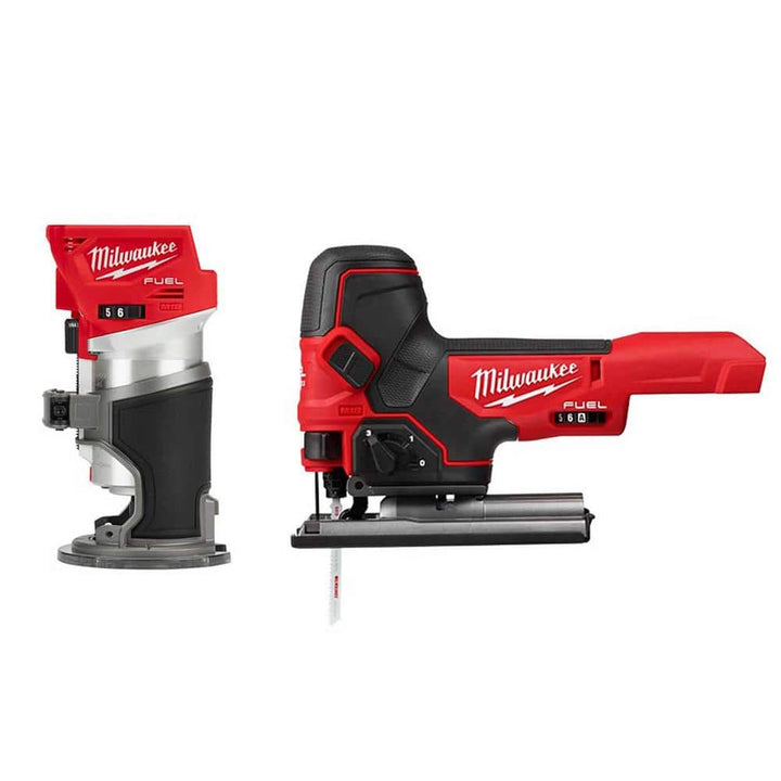 Milwaukee M18 FUEL 18-Volt Brushless Cordless Compact Router & Barrel Grip Jig Saw Set (Tool-Only)