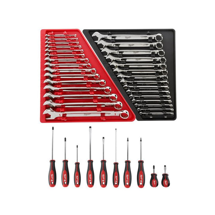 Milwaukee Combination SAE & Metric Wrench Mechanics Tool Set with Screwdriver Set (40-Piece)