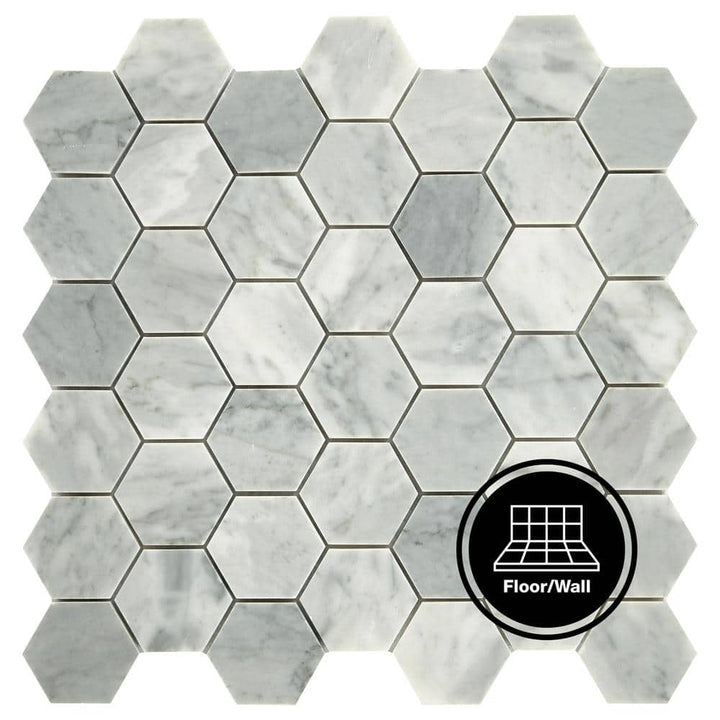 Daltile Restore Mist Honed 12 in. x 12 in. x 8mm Marble Hexagon Mosaic Floor and Wall Tile (0.97 sq. ft. per piece)