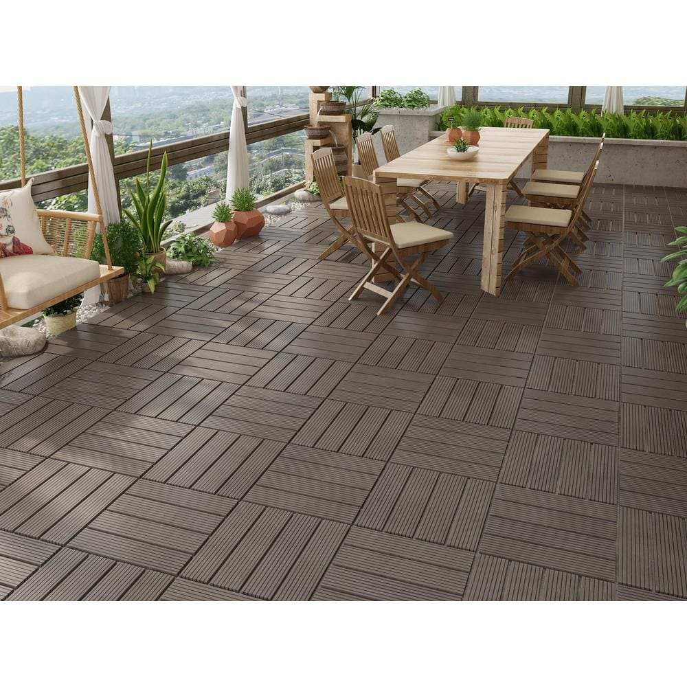 Naturesort Terrace Collection 1 ft. x 1 ft. Bamboo Composite Deck Tile in Mocha (11 sq. ft. per Box)