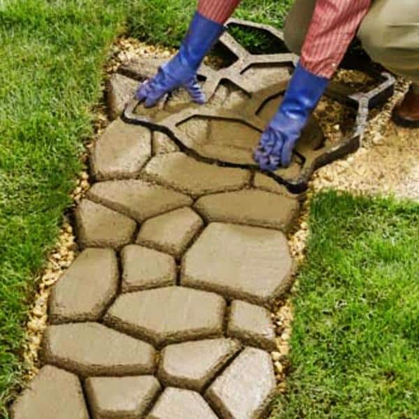 Yard Elements Concrete Stepping Stone Molds Reusable Plastic DIY Paver Pathway Maker for Gardens, Walkways, Outdoor Patios (Mold 7)