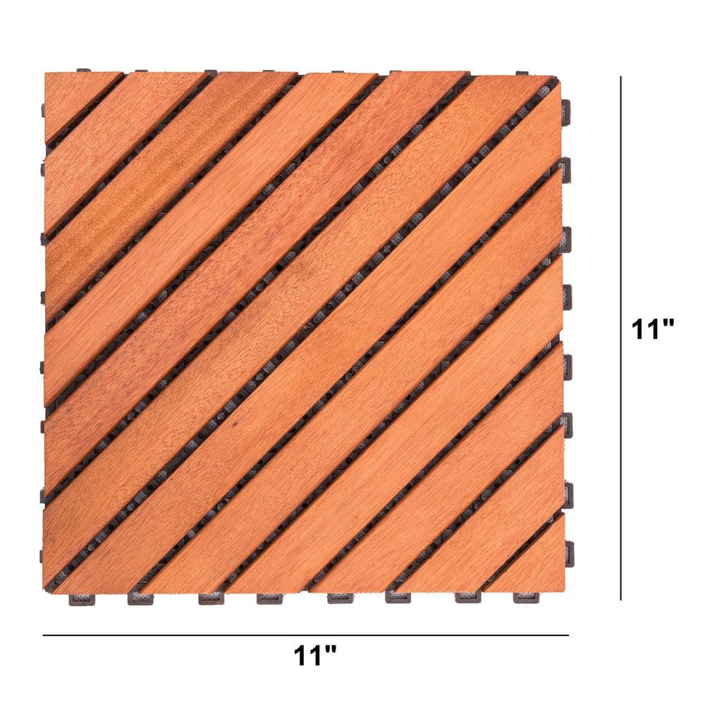 1 ft. x 1 ft. Eucalyptus Deck Tile in Natural Wood (10-Piece)