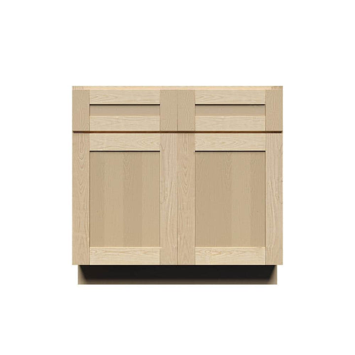 LIFEART CABINETRY 42 in. x 34.5 in. x 24 in. Lancaster Shaker Assembled Base Cabinet with 2-Doors and 2-Drawers in Natural Wood