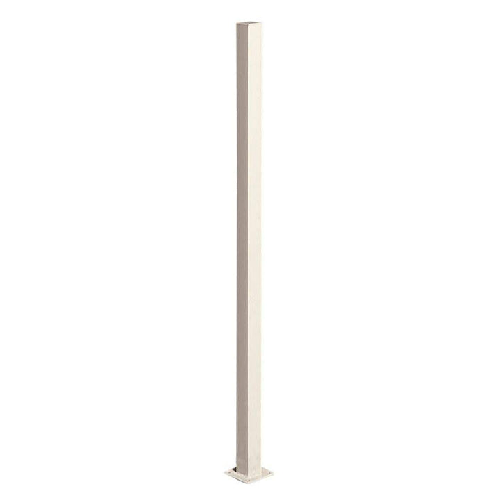 First Alert 2 in. x 2 in. x 60 in. Navajo White Steel Fence Post with Flange