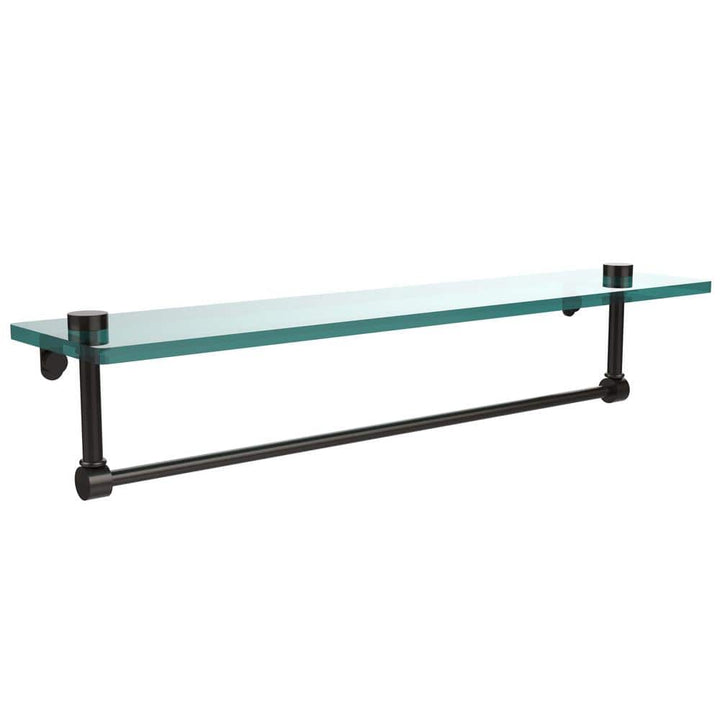 Allied Brass 22 in. L x 5 in. H x 5 in. W Clear Glass Vanity Bathroom Shelf with Towel Bar in Antique Bronze