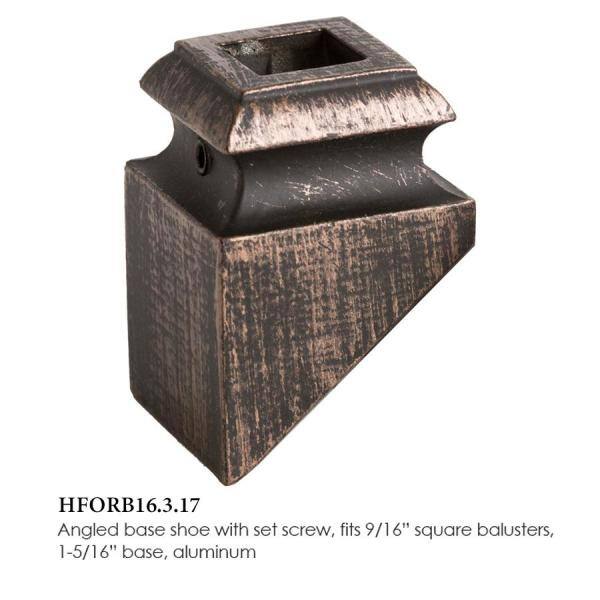 HOUSE OF FORGINGS Square Hole 1.3125 in. Aluminum Angled Shoe Baluster Shoe Oil Rubbed Bronze