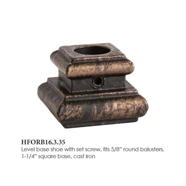 HOUSE OF FORGINGS Round Hole 1.25 in. Cast Iron Level Shoe Baluster Shoe Oil Rubbed Bronze