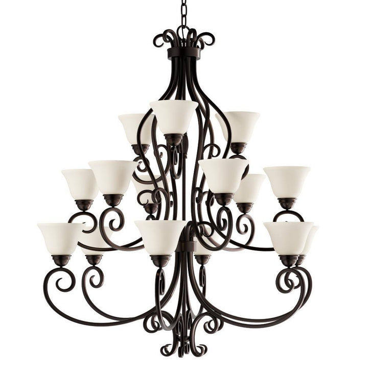 Maxim Lighting Manor 15-Light Oil-Rubbed Bronze Chandelier with Frosted Ivory Glass