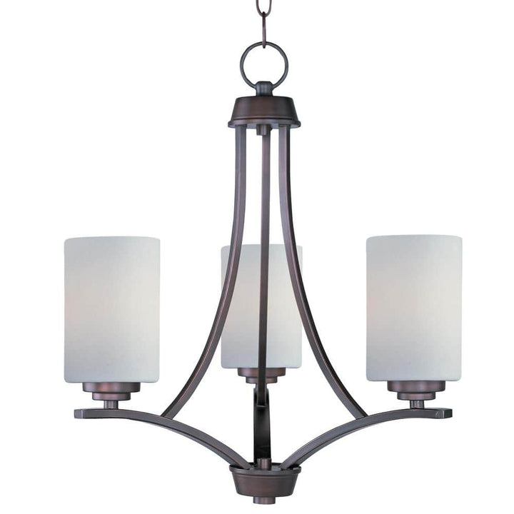 Maxim Lighting Deven 3-Light Oil Rubbed Bronze Chandelier with Satin White Shade