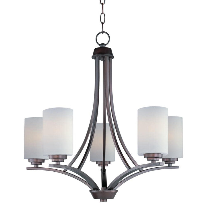 Maxim Lighting Deven 5-Light Oil Rubbed Bronze Chandelier with Satin White Shade