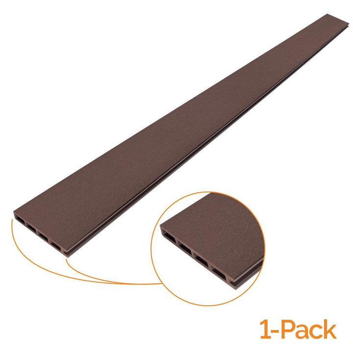 OUTDECO 5.5 in. x 72 in. x .75 in. Wood Plastic Composite Fence Board, Tongue and Groove Topper, Sanded Finish - Espresso