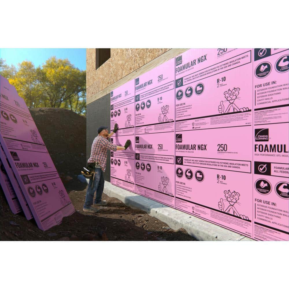Owens Corning FOAMULAR 250 (25 psi) R-20 XPS Foam Board Insulation, 4 in. x 4 ft. x 8 ft., Square Edge