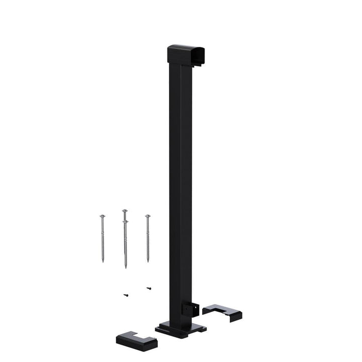 Peak Aluminum Railing 36 in. H x 4 in. W Matte Black Aluminum Deck Railing End Post Kit