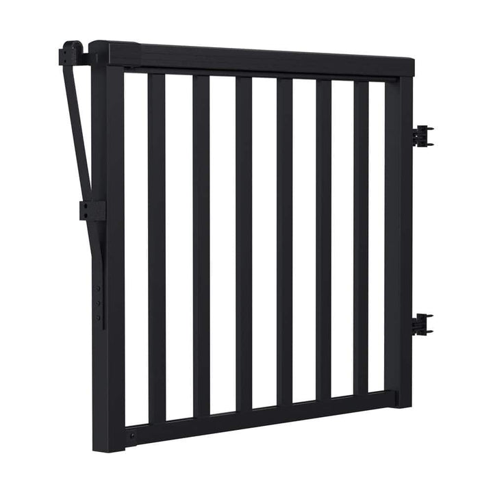 Peak Aluminum Railing 36 in. H x 40 in. W Matte Black Aluminum Deck Railing Wide Picket Gate