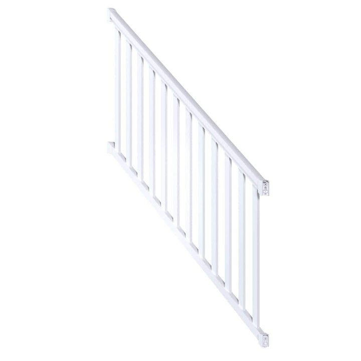 Peak Aluminum Railing 6 ft. Aluminum Deck Railing Stair Kit with Wide Pickets in White for 36 in. high system